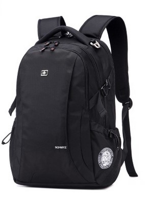 Black Polyester Backpack with A Laptop Compartment