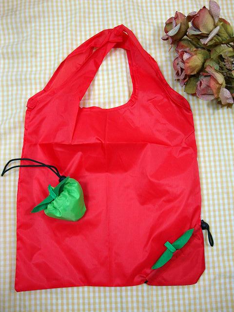 Red Polyester Strawberry Shopping Bag