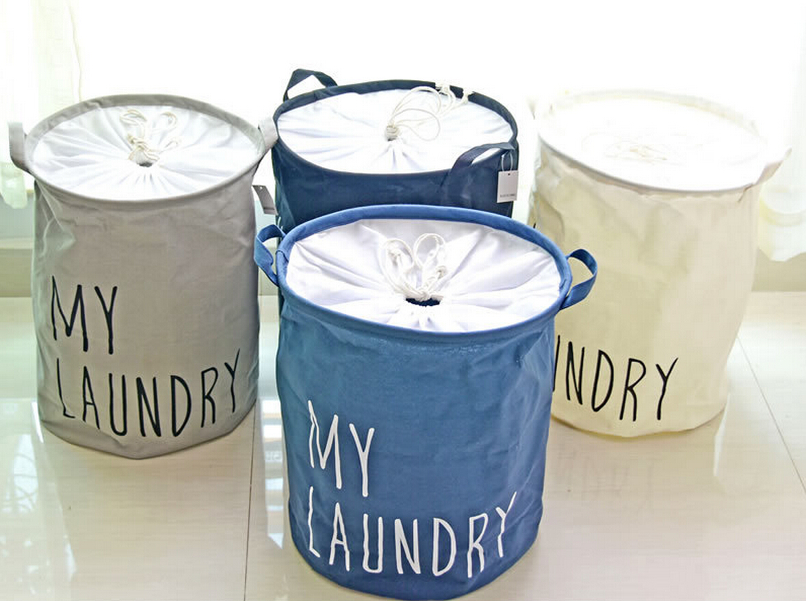 Cylinder Folding Linen Cotton Laundry Storage Basket for Sundies