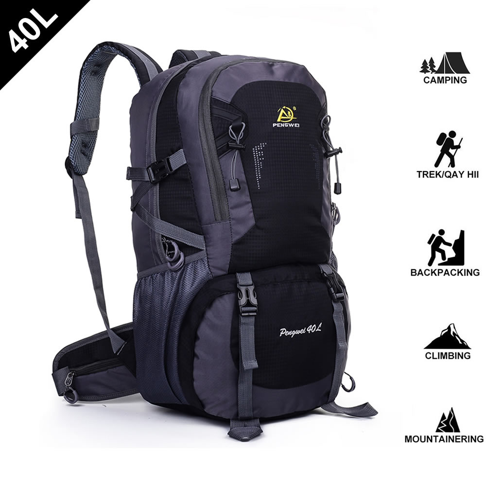 SpringOrchid Camping Hiking Daypacks Backpack - Sports Hiking Rucksack - Black 40L
