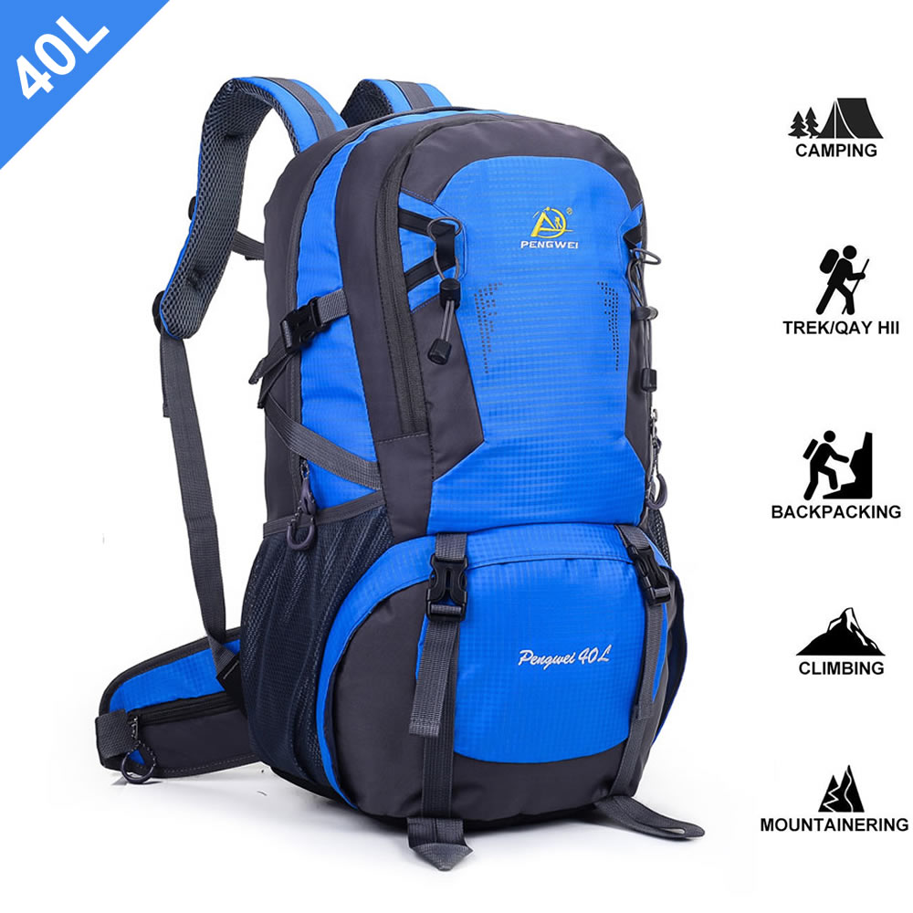 SpringOrchid Camping Hiking Daypacks Backpack - Sports Hiking Rucksack - Blue 40L